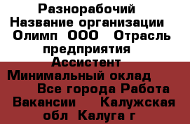 Разнорабочий › Название организации ­ Олимп, ООО › Отрасль предприятия ­ Ассистент › Минимальный оклад ­ 25 000 - Все города Работа » Вакансии   . Калужская обл.,Калуга г.